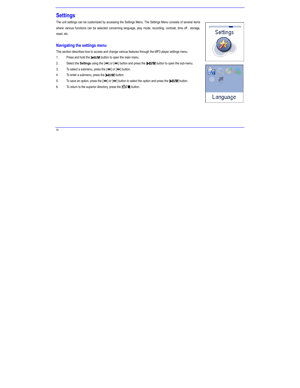 Settings | Igloo MPK2066UKAB User Manual | Page 28 / 36