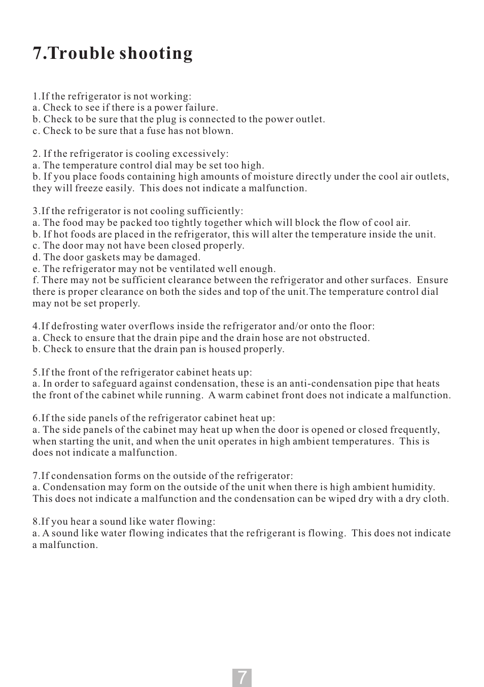 Trouble shooting | Igloo FR320B User Manual | Page 8 / 8