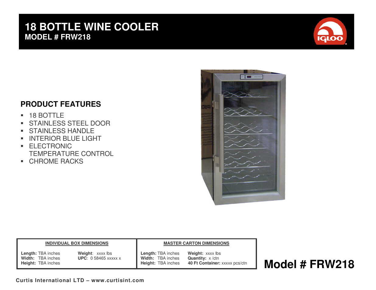 Igloo FRW218 User Manual | 1 page