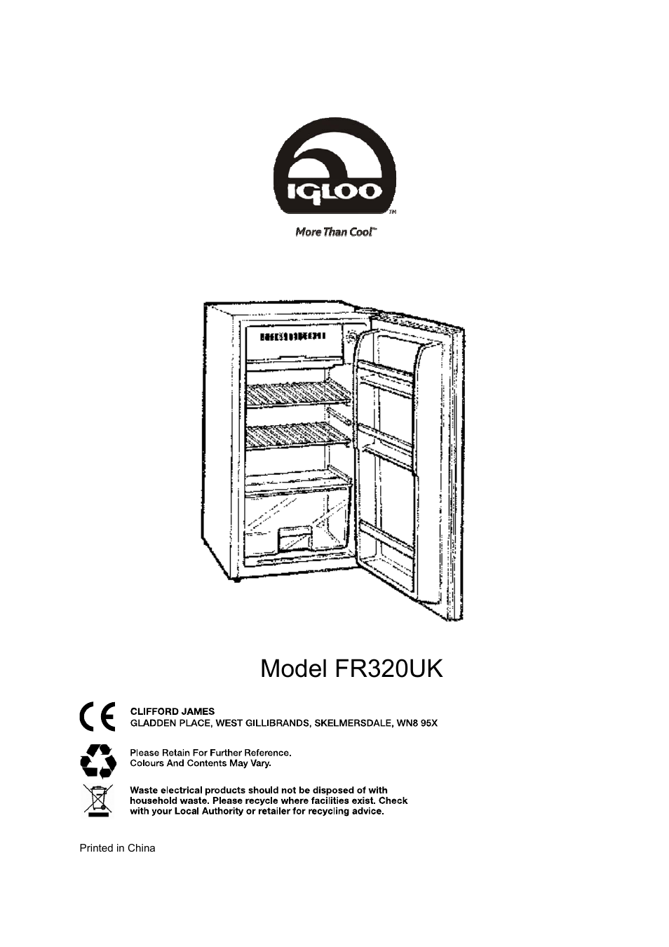 Igloo FR320UK User Manual | 8 pages