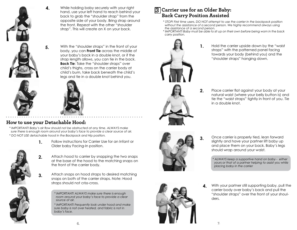 How to use your detachable hood | Infantino Sash Carrier 200-122 User Manual | Page 4 / 6