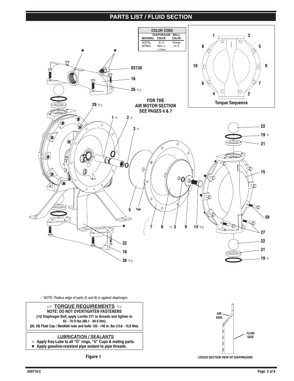 Fluid section parts list view | Ingersoll-Rand ARO 650710-C User Manual | Page 5 / 8
