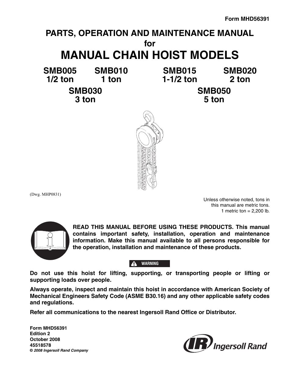 Ingersoll-Rand SMB030 User Manual | 20 pages