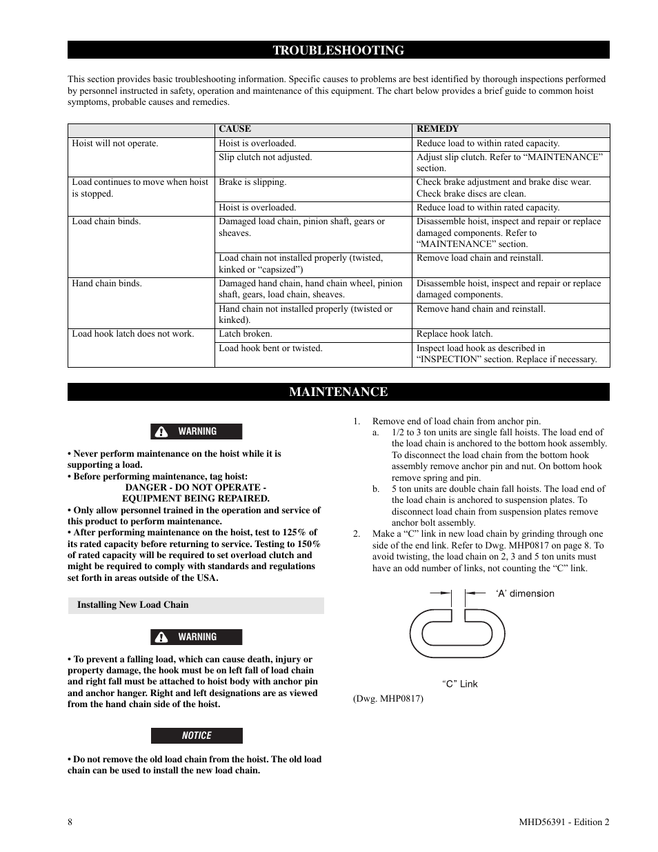 Troubleshooting, Maintenance | Ingersoll-Rand SMB030 User Manual | Page 8 / 20