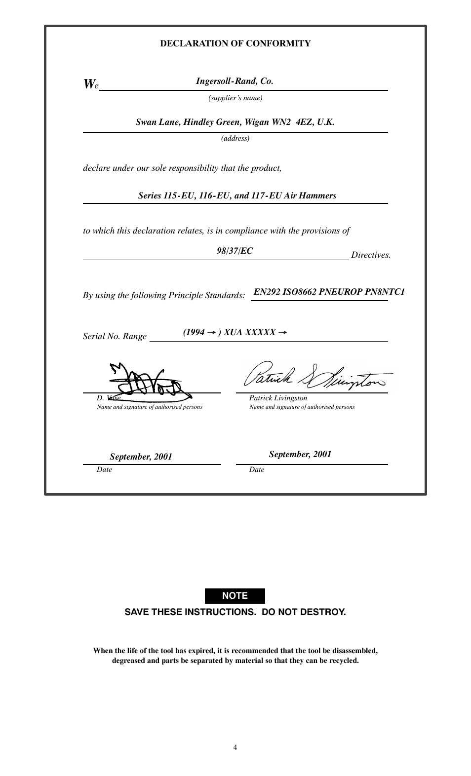 Ingersoll-Rand 115--EU User Manual | Page 4 / 27