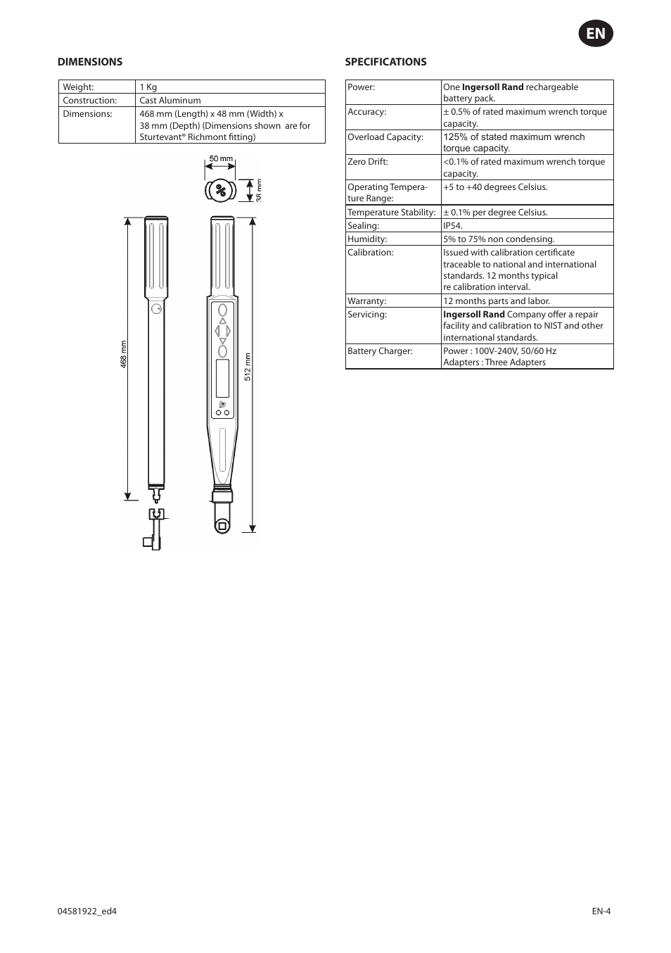 Ingersoll-Rand ETW-E75 User Manual | Page 5 / 92