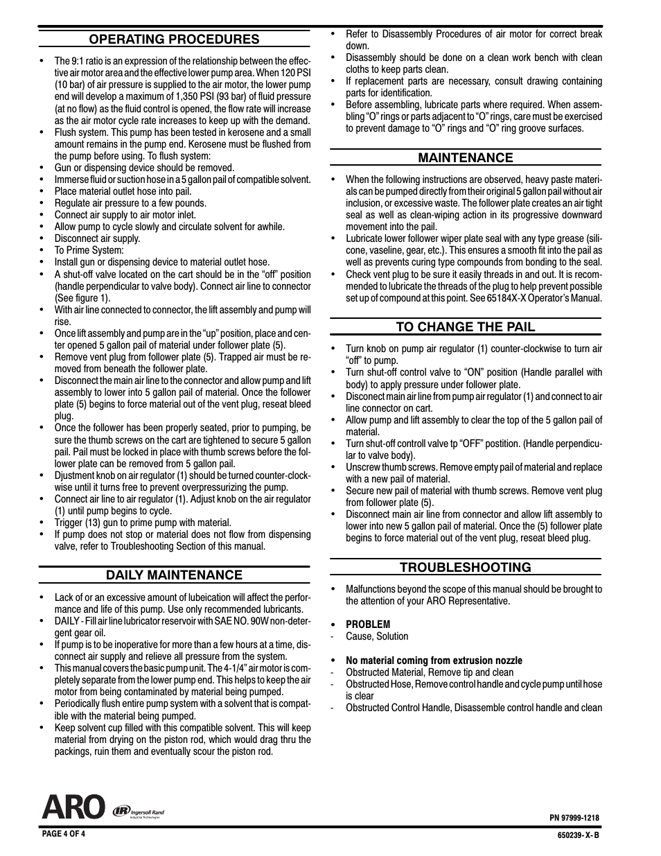 Ingersoll-Rand ARO 650240-X-B User Manual | Page 4 / 4