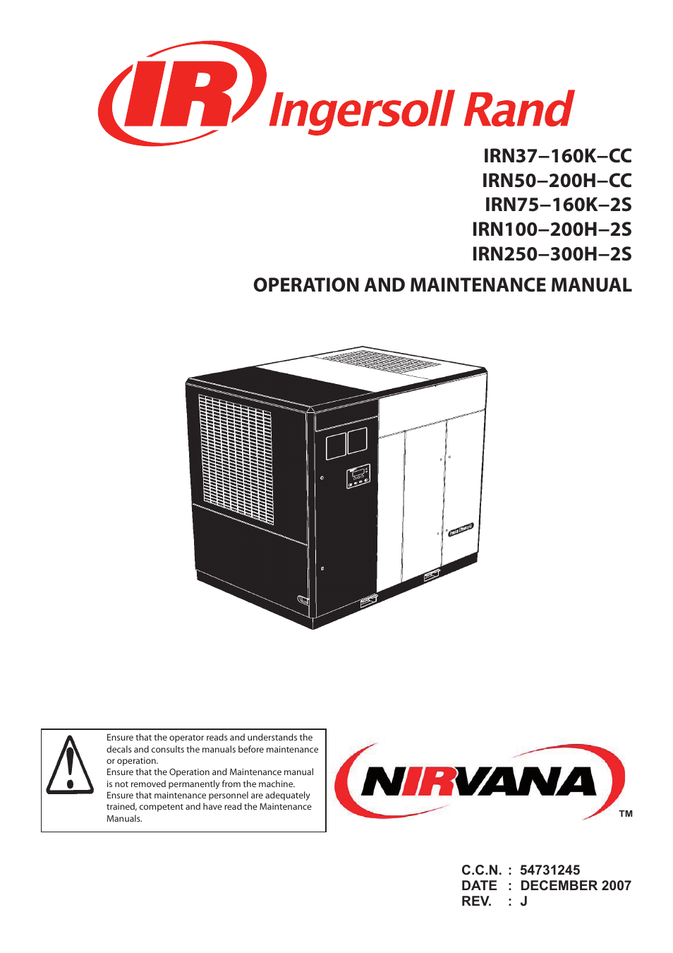 Ingersoll-Rand NIRVANA IRN75-160K-2S User Manual | 100 pages