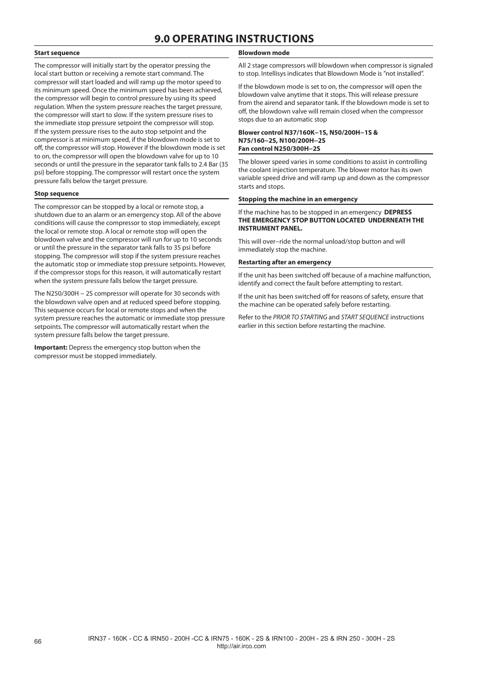 0 operating instructions | Ingersoll-Rand NIRVANA IRN75-160K-2S User Manual | Page 68 / 100