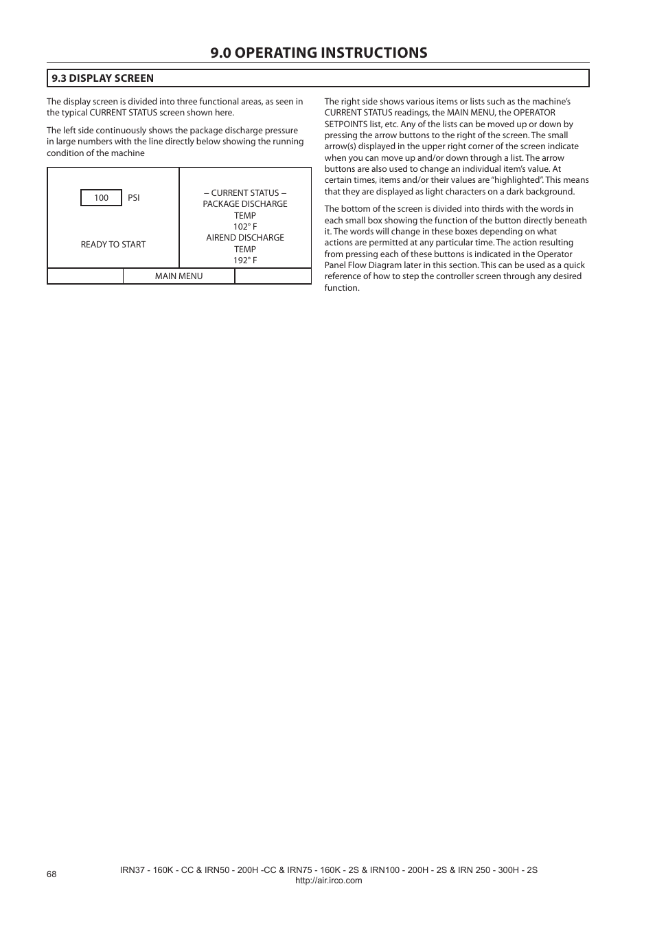 0 operating instructions | Ingersoll-Rand NIRVANA IRN75-160K-2S User Manual | Page 70 / 100