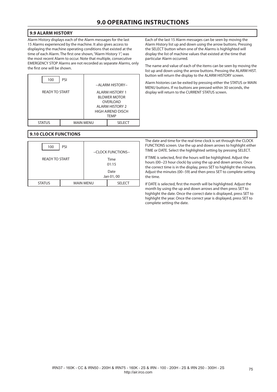 0 operating instructions | Ingersoll-Rand NIRVANA IRN75-160K-2S User Manual | Page 77 / 100