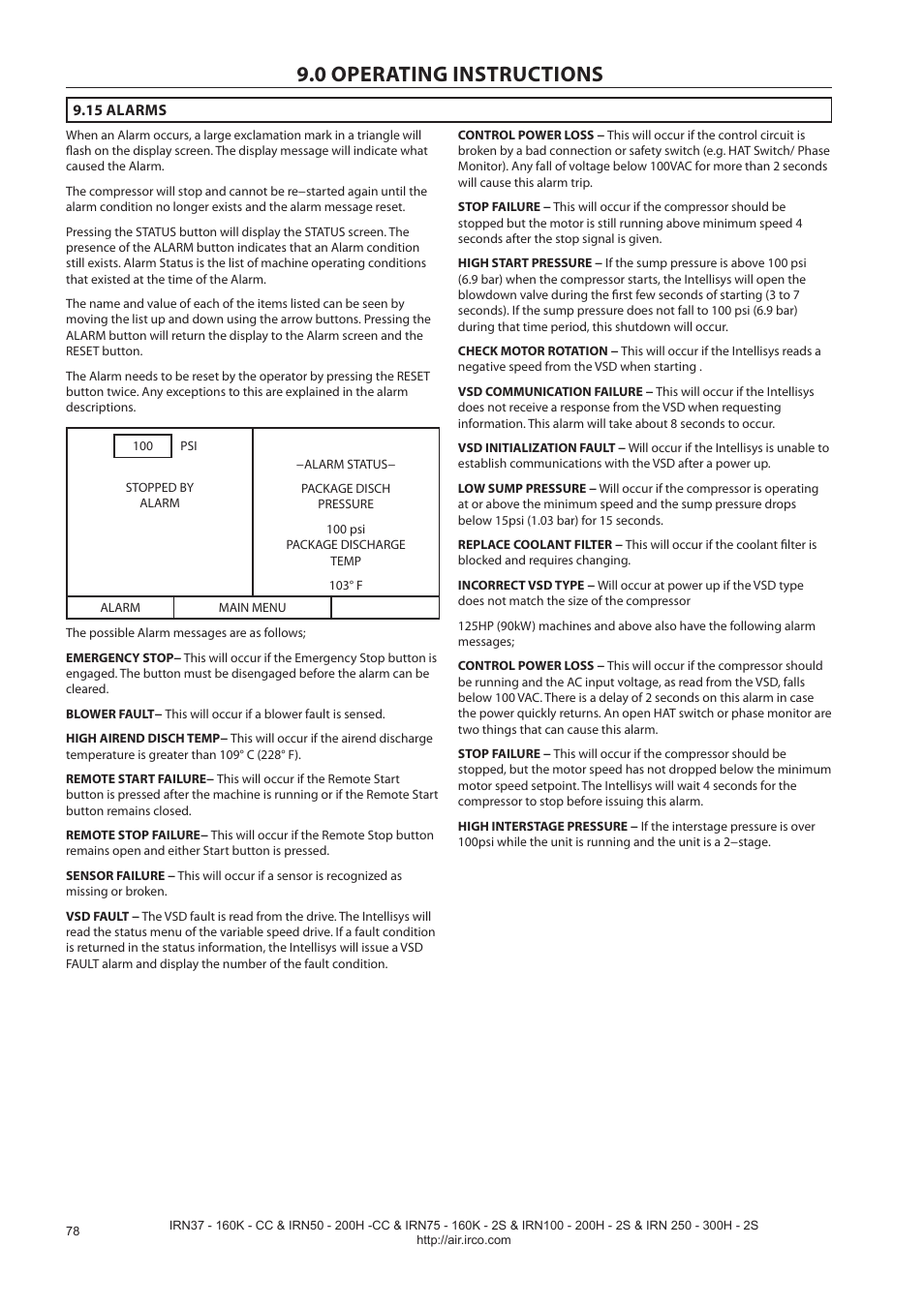 0 operating instructions | Ingersoll-Rand NIRVANA IRN75-160K-2S User Manual | Page 80 / 100