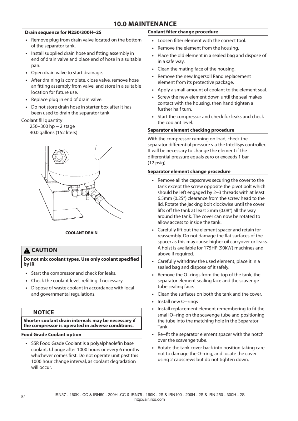 0 maintenance | Ingersoll-Rand NIRVANA IRN75-160K-2S User Manual | Page 86 / 100