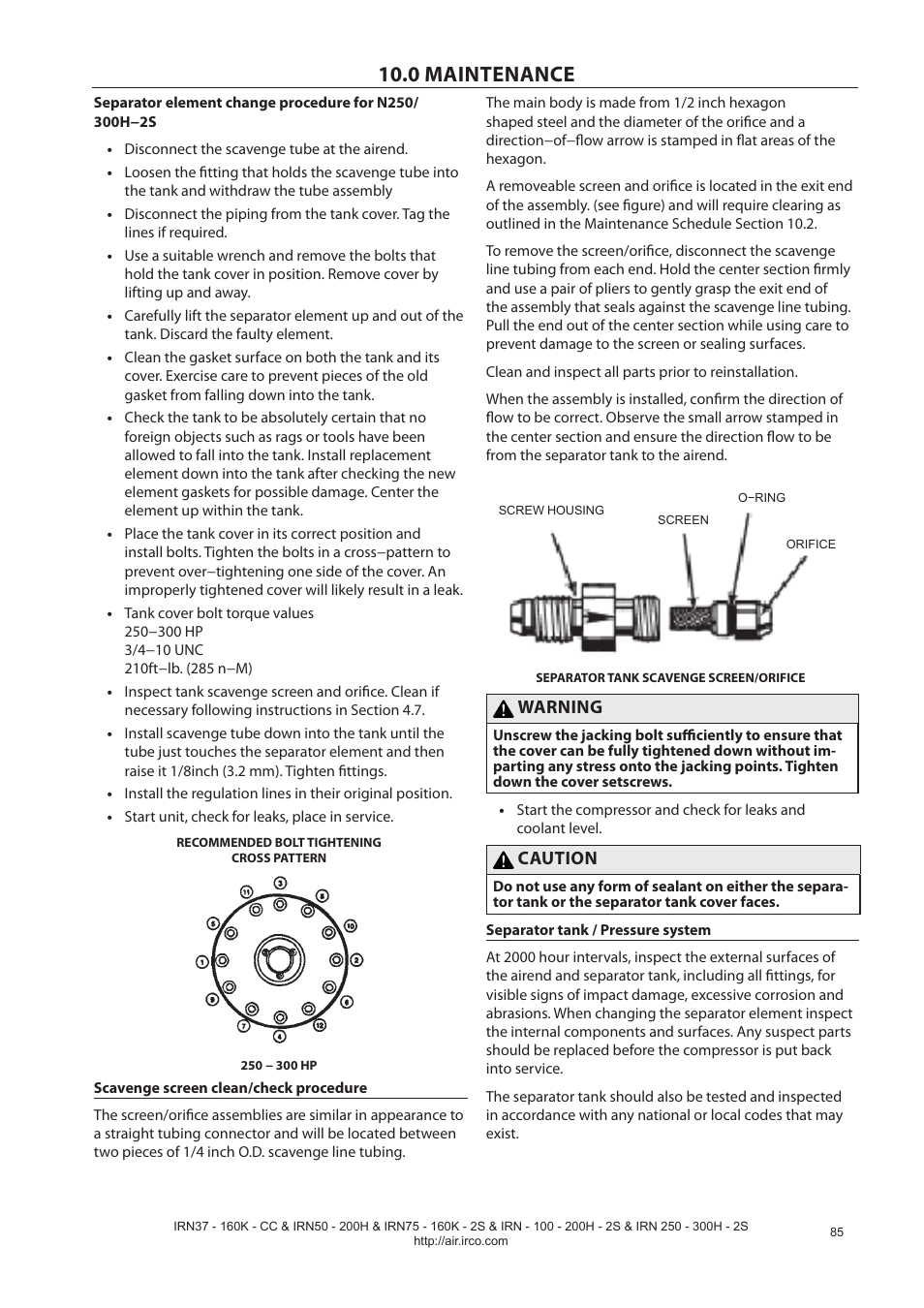 0 maintenance, Warning, Caution | Ingersoll-Rand NIRVANA IRN75-160K-2S User Manual | Page 87 / 100