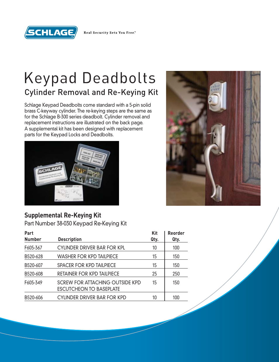 Ingersoll-Rand Cylinder Removal and Re-Keying Kit BE365 User Manual | 2 pages