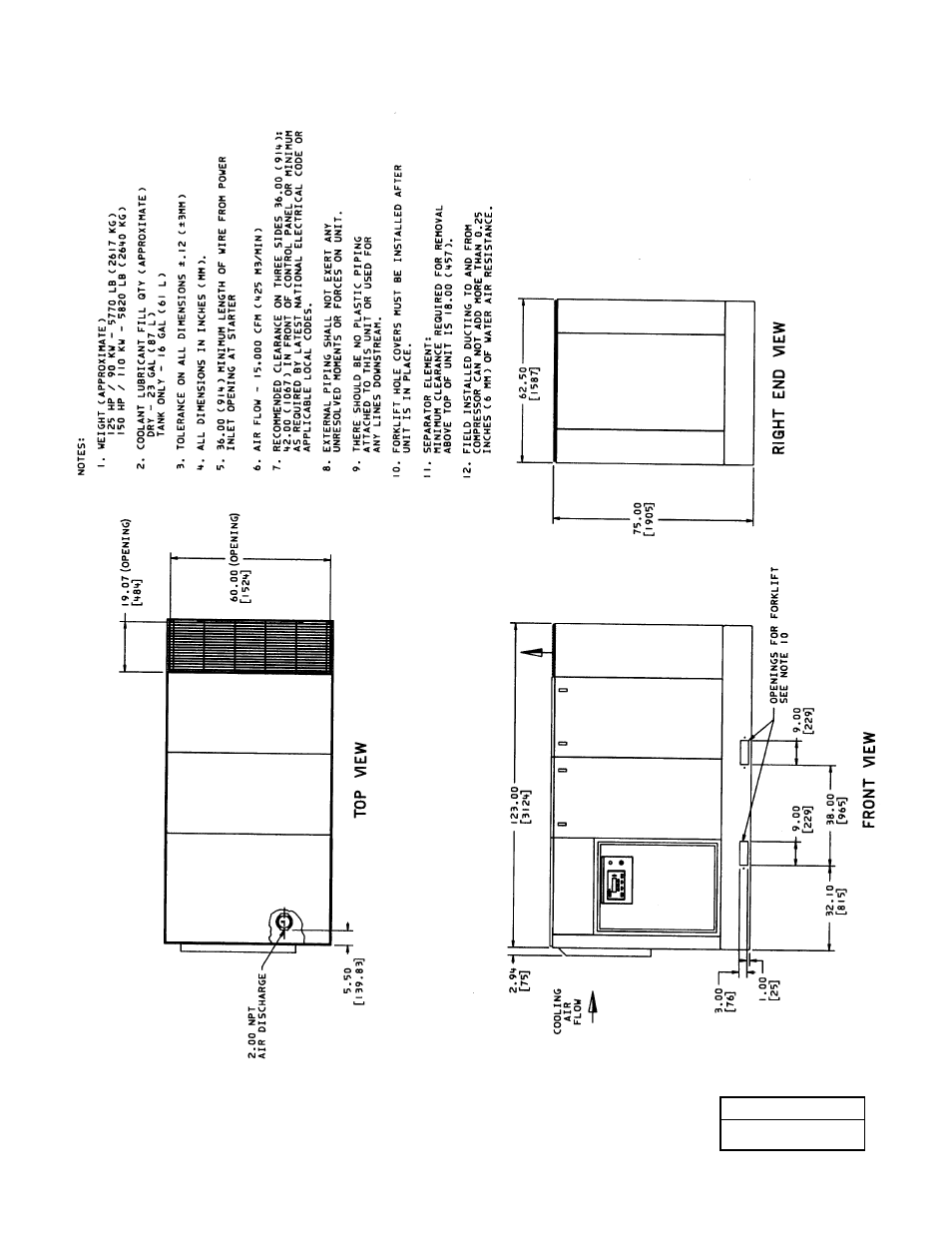 2 foundation plan, 125/150 hp, a/c-single stage | Ingersoll-Rand 100-200 HP/75-160 KW User Manual | Page 54 / 93