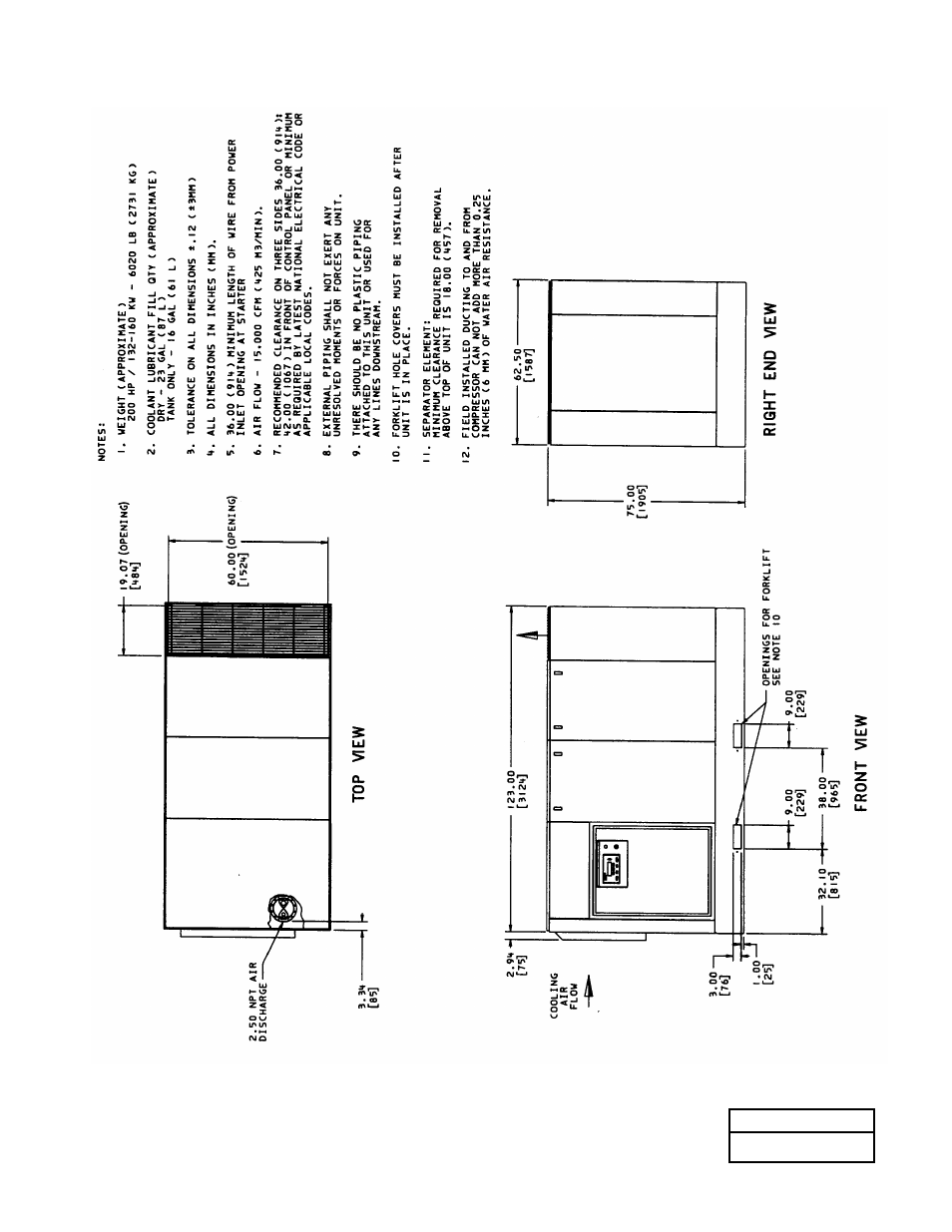 3 foundation plan, 200 hp a/c single stage | Ingersoll-Rand 100-200 HP/75-160 KW User Manual | Page 56 / 93