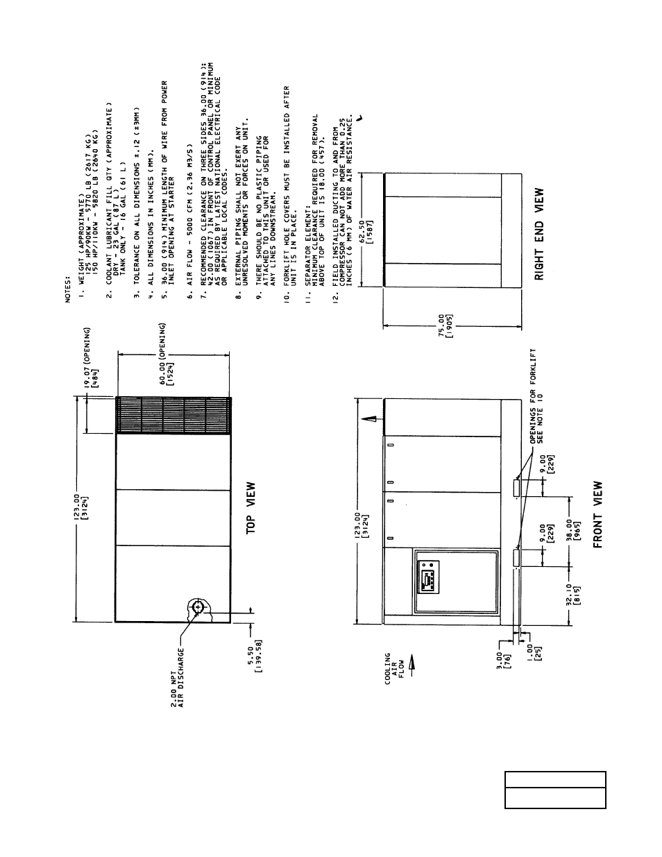 4 foundation plan, 125/150 hp w/c single stage | Ingersoll-Rand 100-200 HP/75-160 KW User Manual | Page 58 / 93