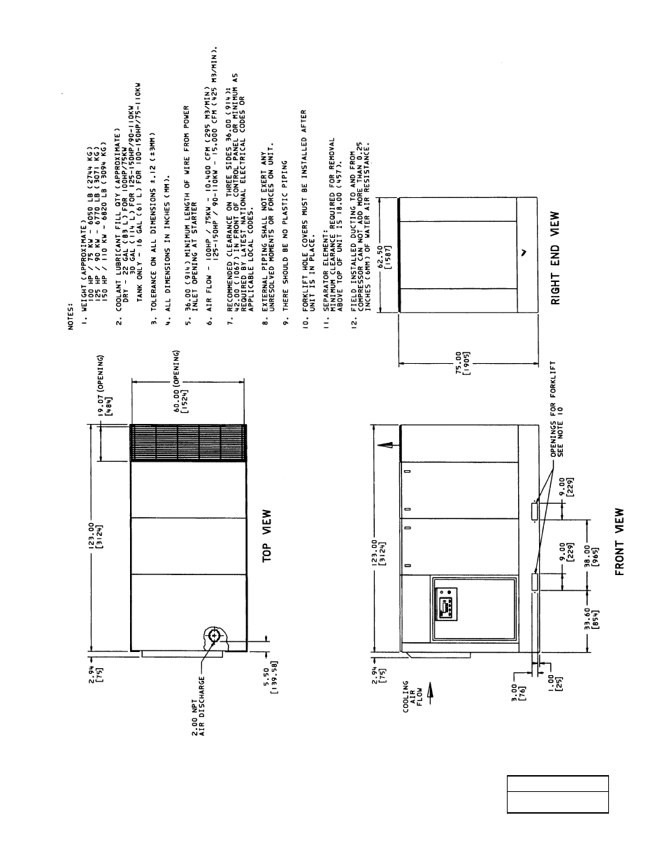 6 foundation plan, 125/150 hp, a/c two stage | Ingersoll-Rand 100-200 HP/75-160 KW User Manual | Page 62 / 93