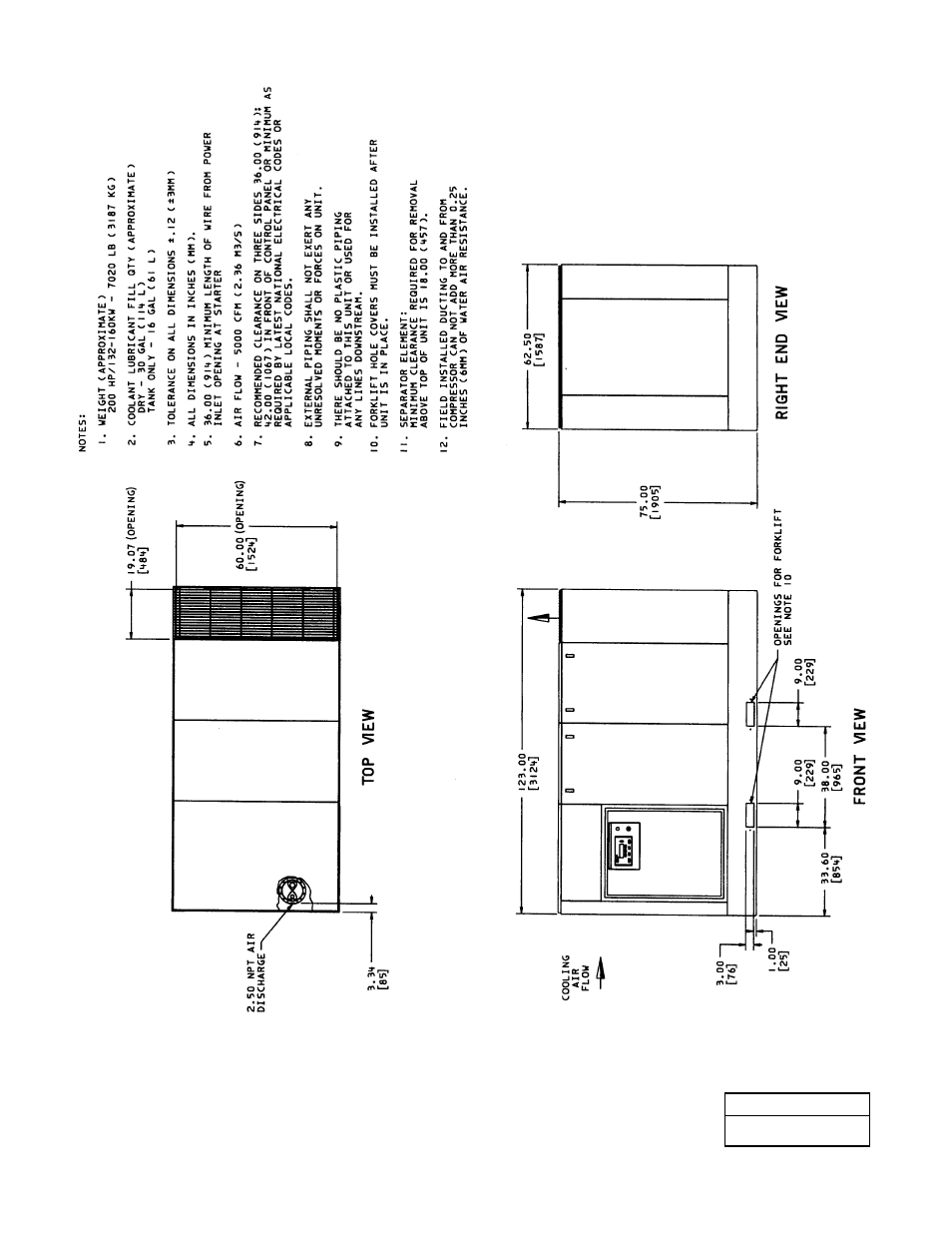 9 foundation plan, 200 hp, w/c two stage | Ingersoll-Rand 100-200 HP/75-160 KW User Manual | Page 68 / 93