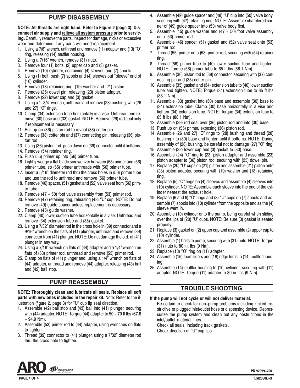 Disassembly & reassembly | Ingersoll-Rand LM2350E-X User Manual | Page 4 / 4