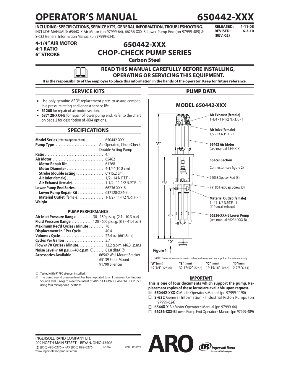 Ingersoll-Rand ARO 650442-XXX User Manual | 2 pages