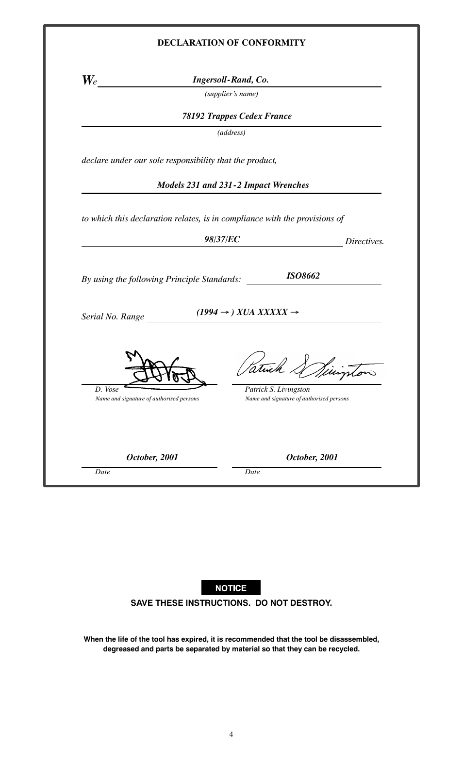 Ingersoll-Rand 231 User Manual | Page 4 / 28