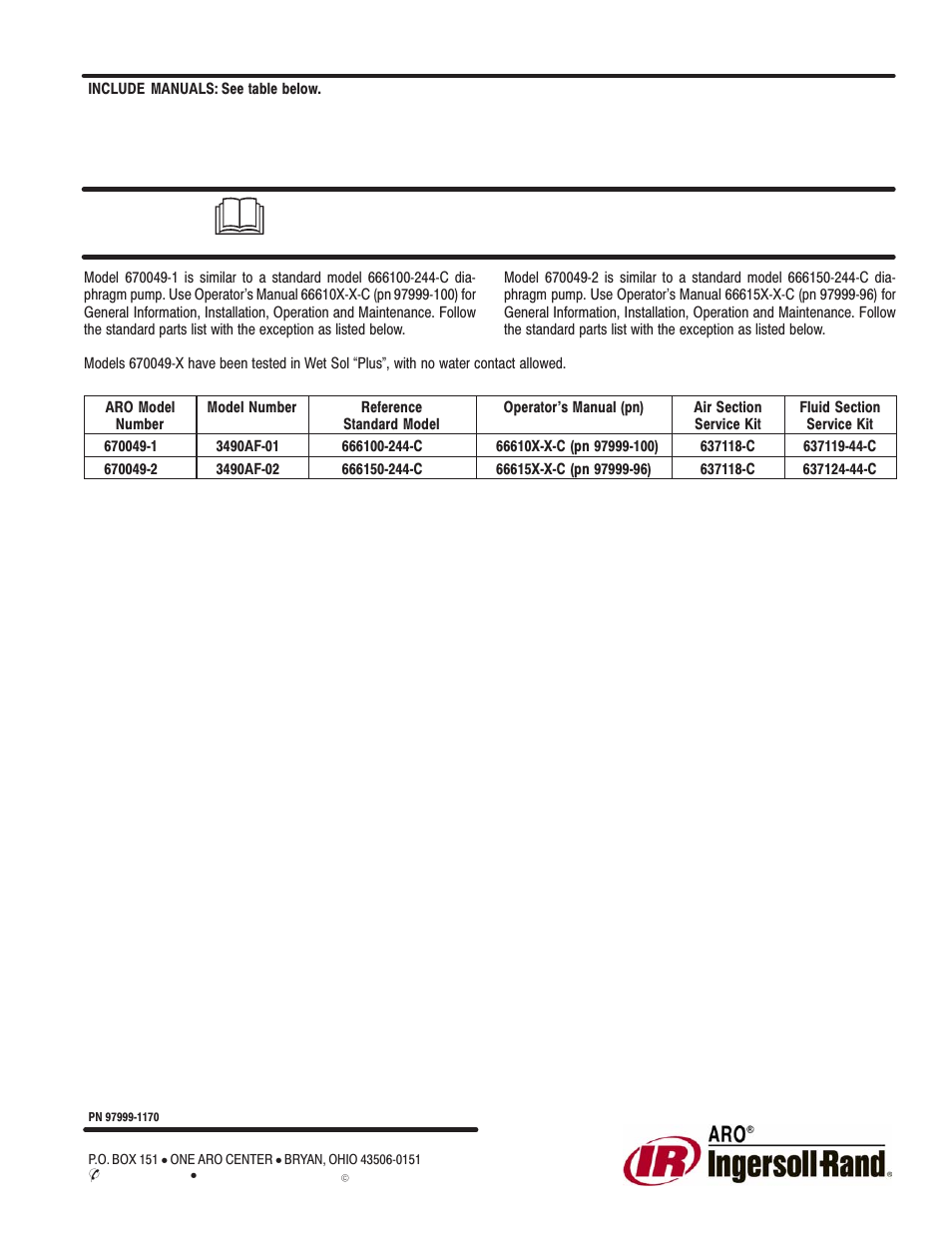 Ingersoll-Rand 670049-X User Manual | 1 page