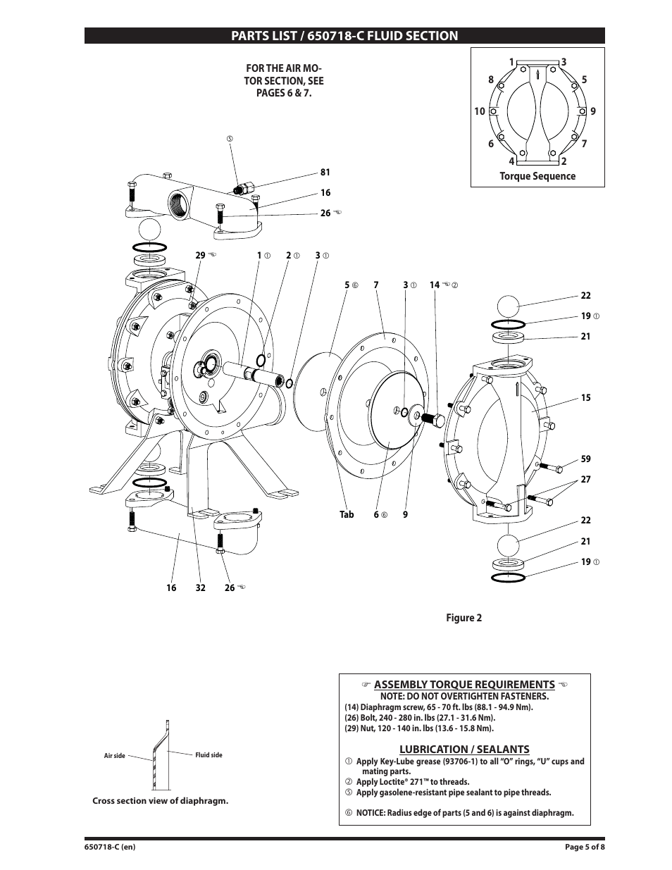 Fluid section parts list view | Ingersoll-Rand ARO 650718-C User Manual | Page 5 / 8