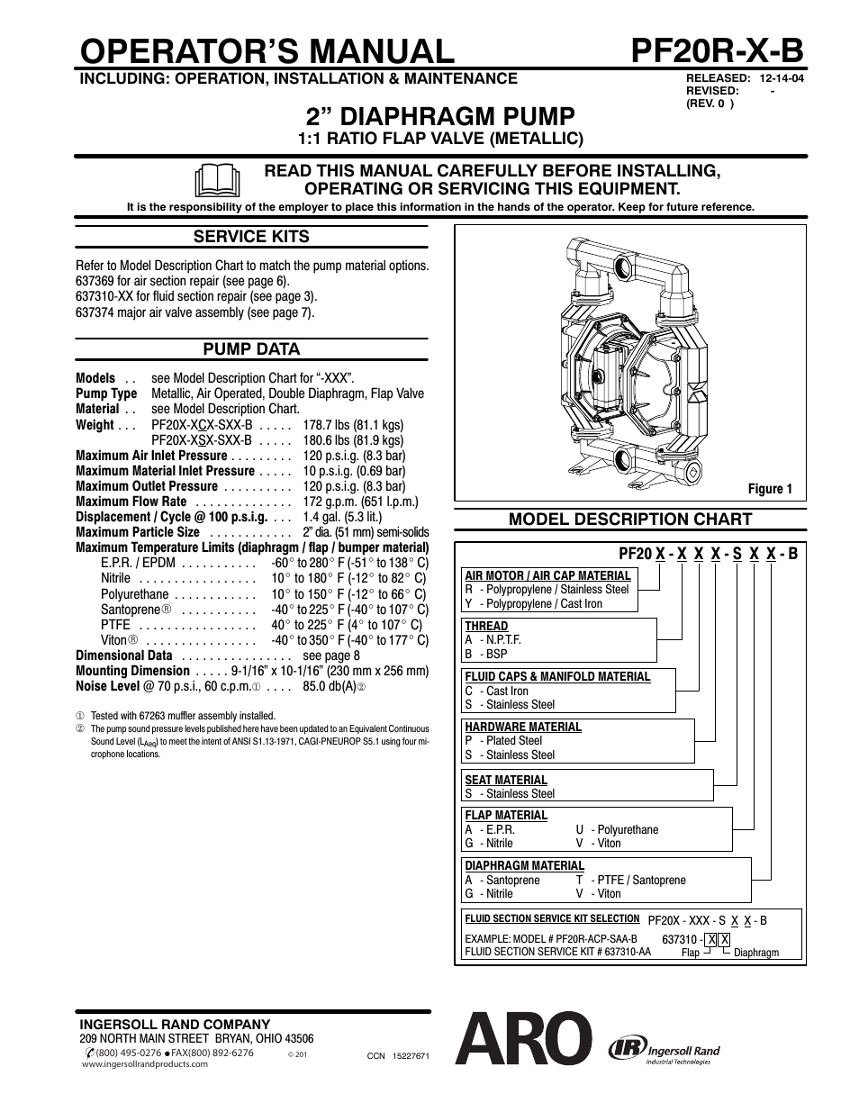 Ingersoll-Rand PF20R-X-B User Manual | 8 pages