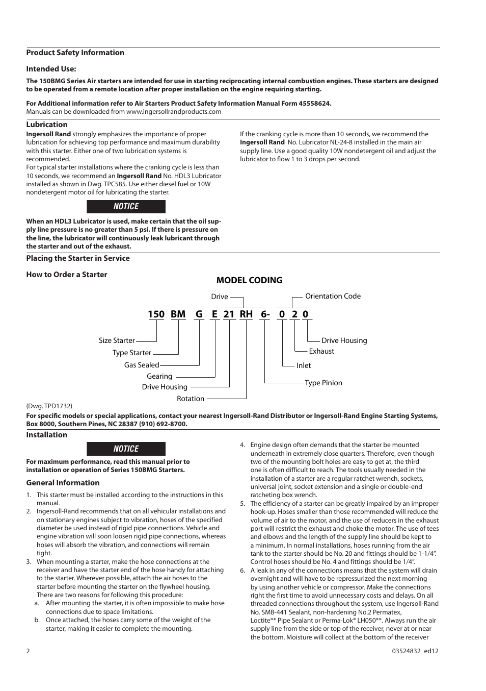 Ingersoll-Rand NO SE ENCUENTRA 150BMG User Manual | Page 2 / 16