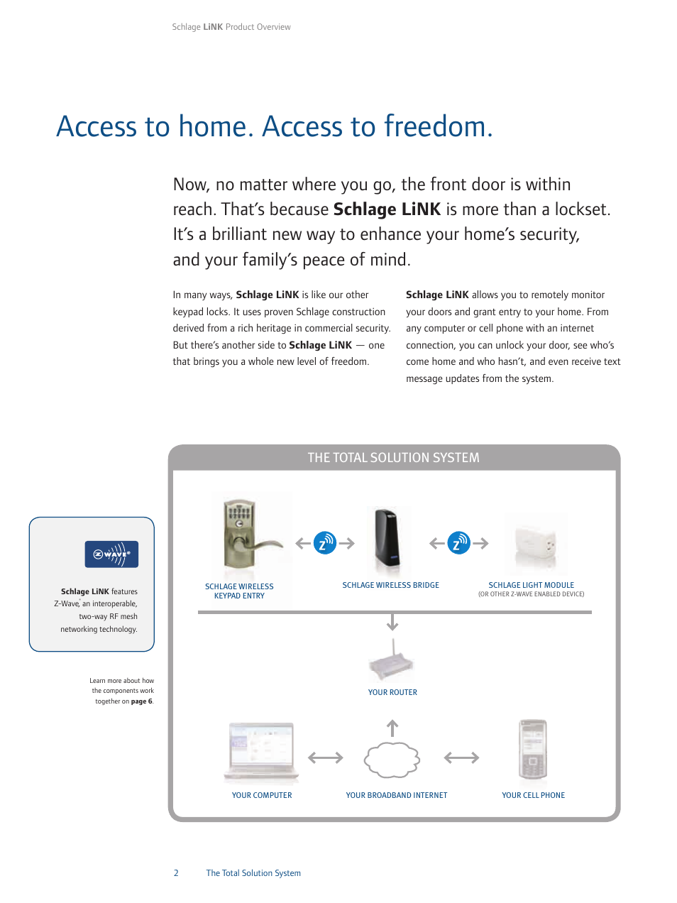 Access to home. access to freedom, The total solution system | Ingersoll-Rand Schlage 1-877-288-7707 User Manual | Page 4 / 12