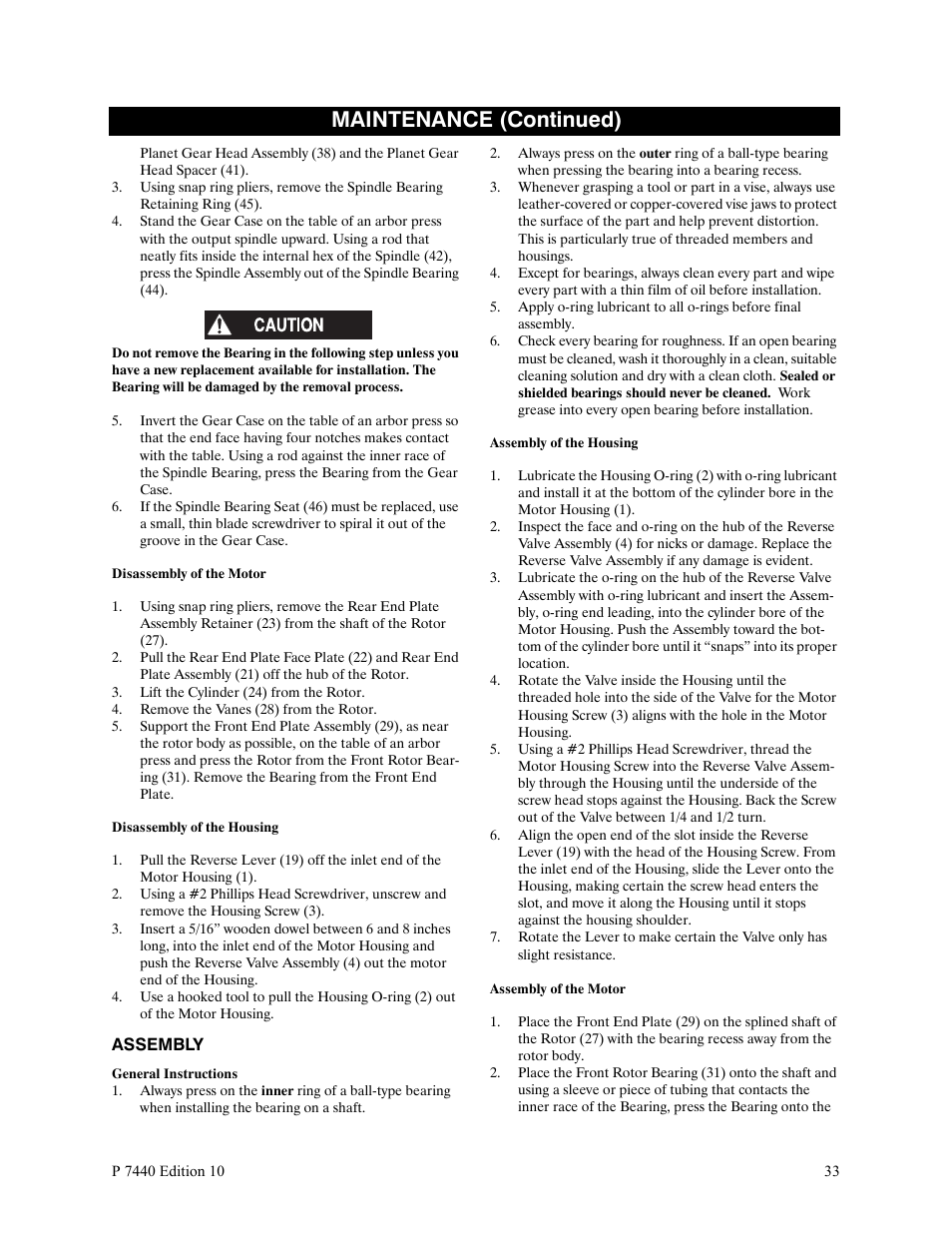 Lift the cylinder (24) from the rotor, Remove the vanes (28) from the rotor, Assembly | Maintenance (continued) | Ingersoll-Rand LEVER IN-LINE AIR SCREWDRIVER QS1T User Manual | Page 33 / 40