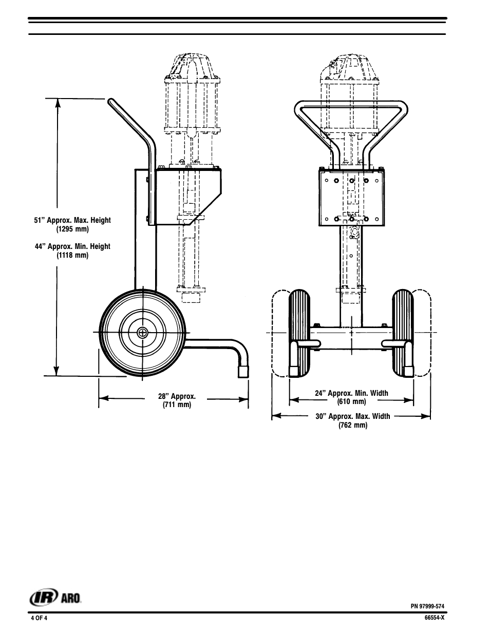 Cart dimension data | Ingersoll-Rand 66554-X User Manual | Page 4 / 4
