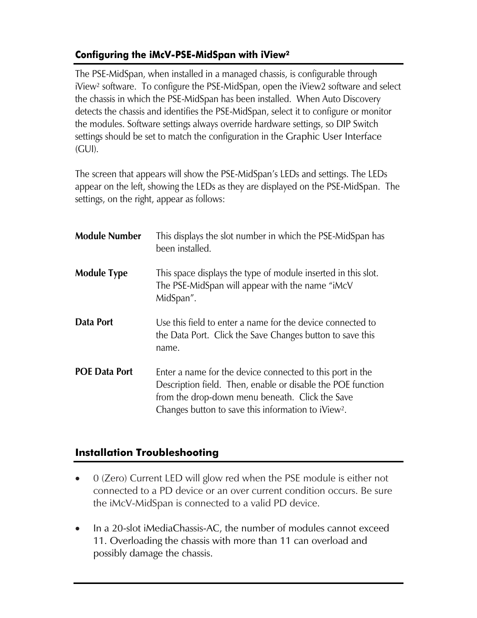 IMC Networks iMcV-PSE-MidSpan User Manual | Page 8 / 12
