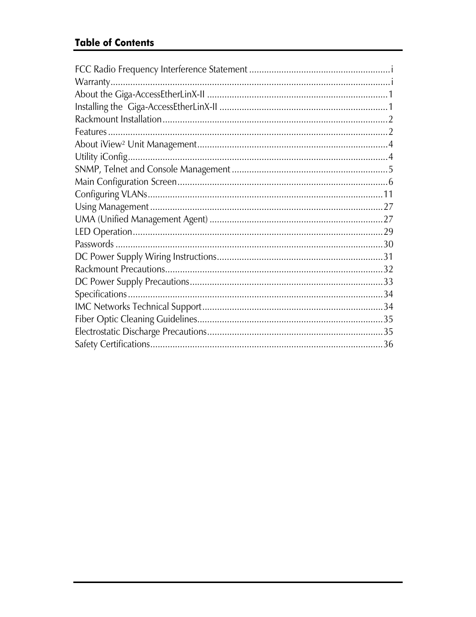 IMC Networks Giga-AcessEtherLinx-II User Manual | Page 3 / 40
