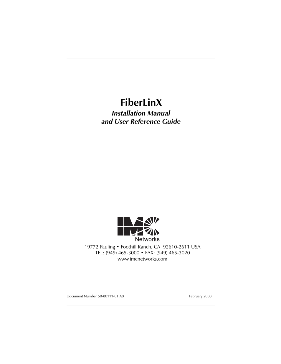 IMC Networks FiberLinX User Manual | 32 pages