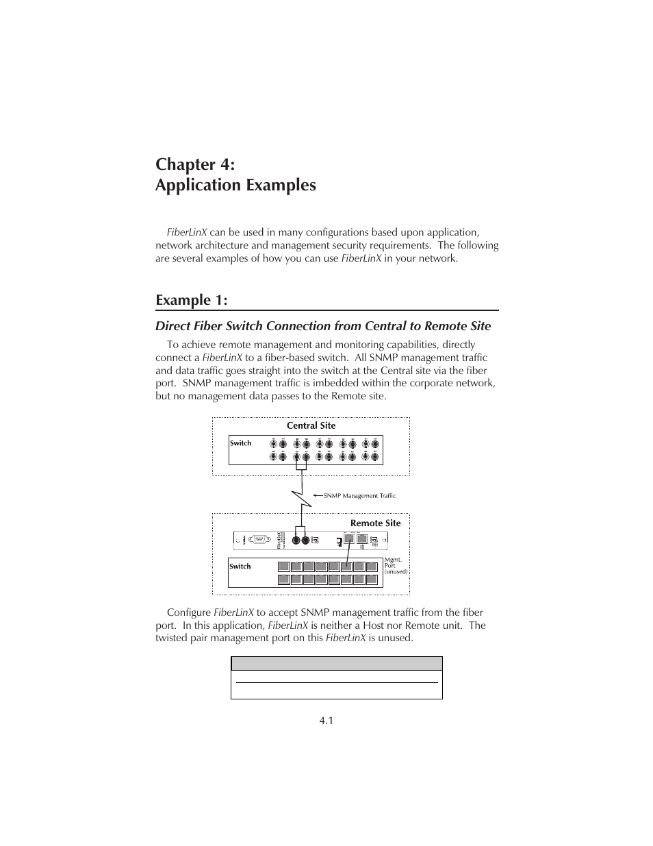 Chapter 4: application examples, Example 1 | IMC Networks FiberLinX User Manual | Page 17 / 32
