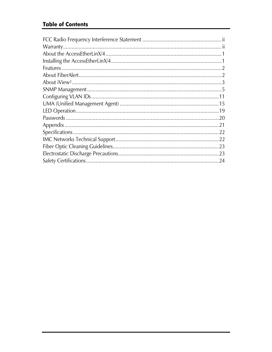 IMC Networks AccessEtherLinx/4 User Manual | Page 3 / 28