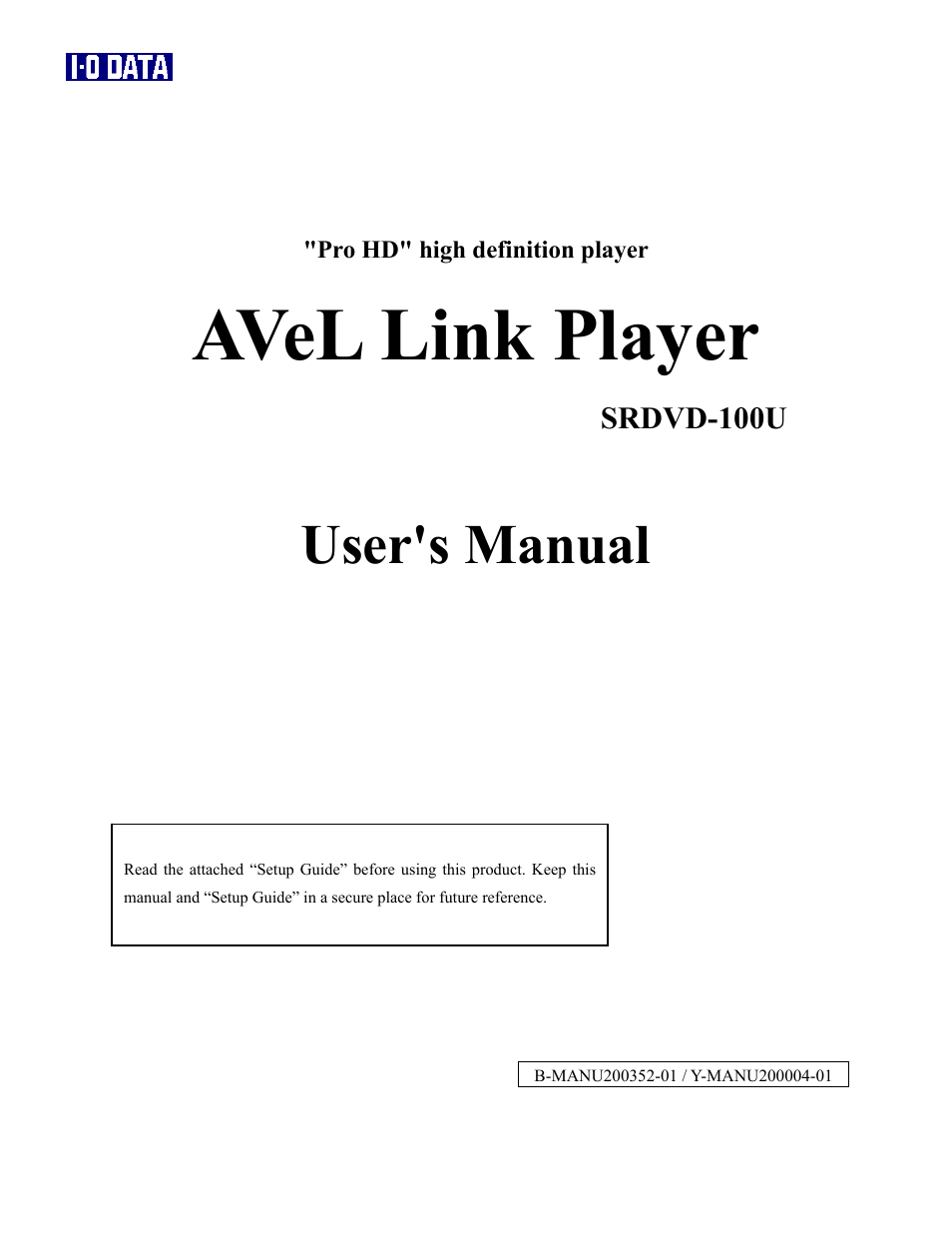 I-O Display Systems SRDVD-100U User Manual | 84 pages