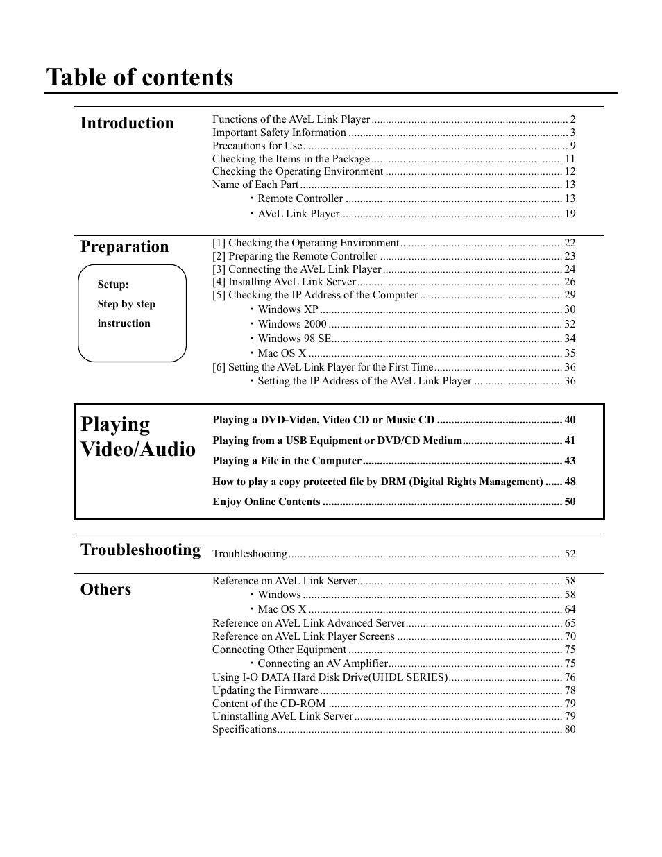 I-O Display Systems SRDVD-100U User Manual | Page 2 / 84