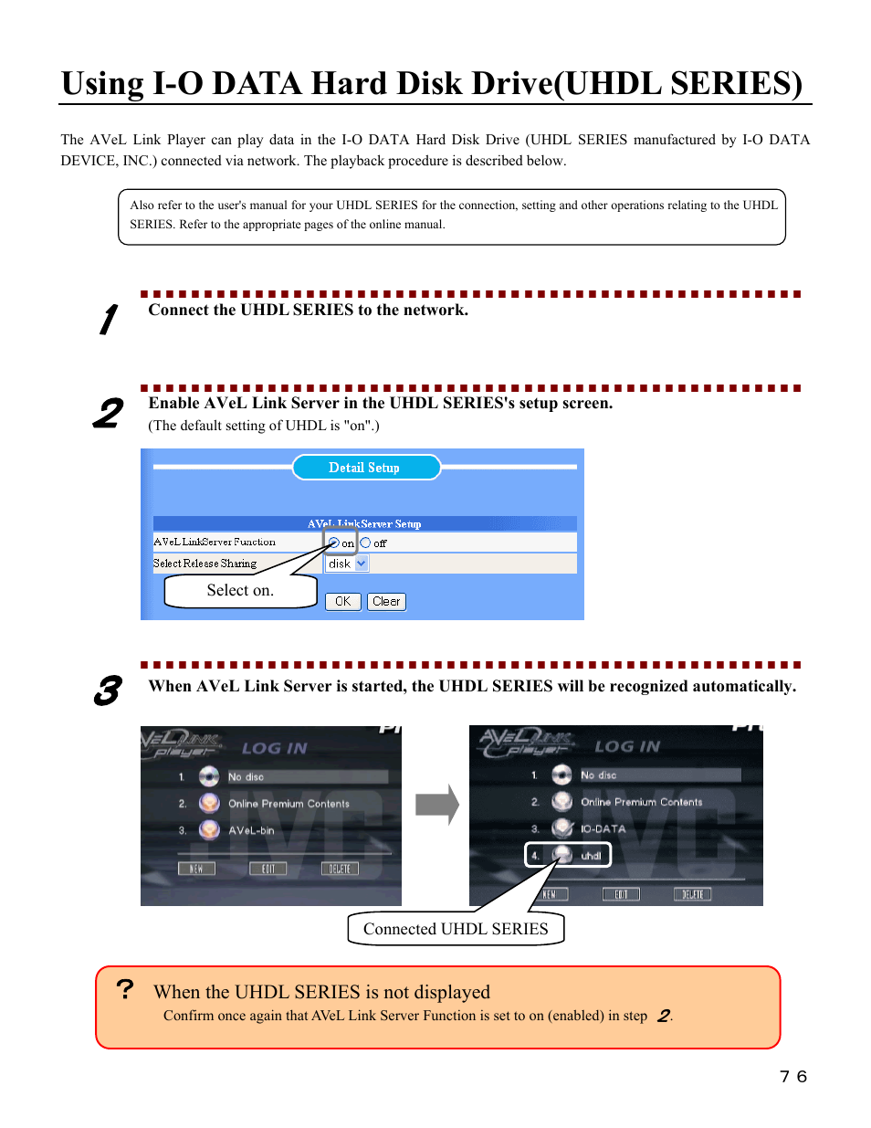 Using i-o data hard disk drive(uhdl series) | I-O Display Systems SRDVD-100U User Manual | Page 78 / 84