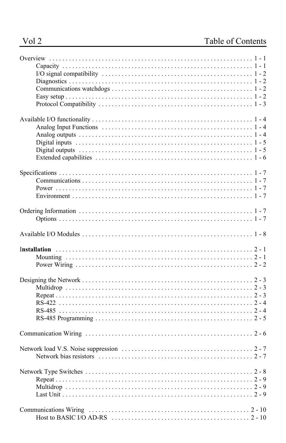 Vol 2 table of contents | I-O Display Systems Basic I/O Product User Manual | Page 45 / 81