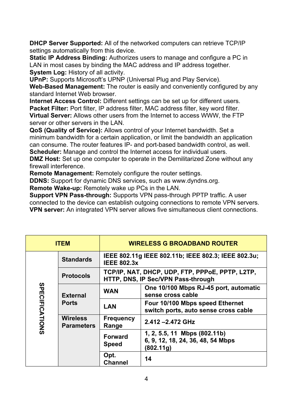 Intellinet Network Solutions Wireless G Broadband Router 523431 User Manual | Page 4 / 64