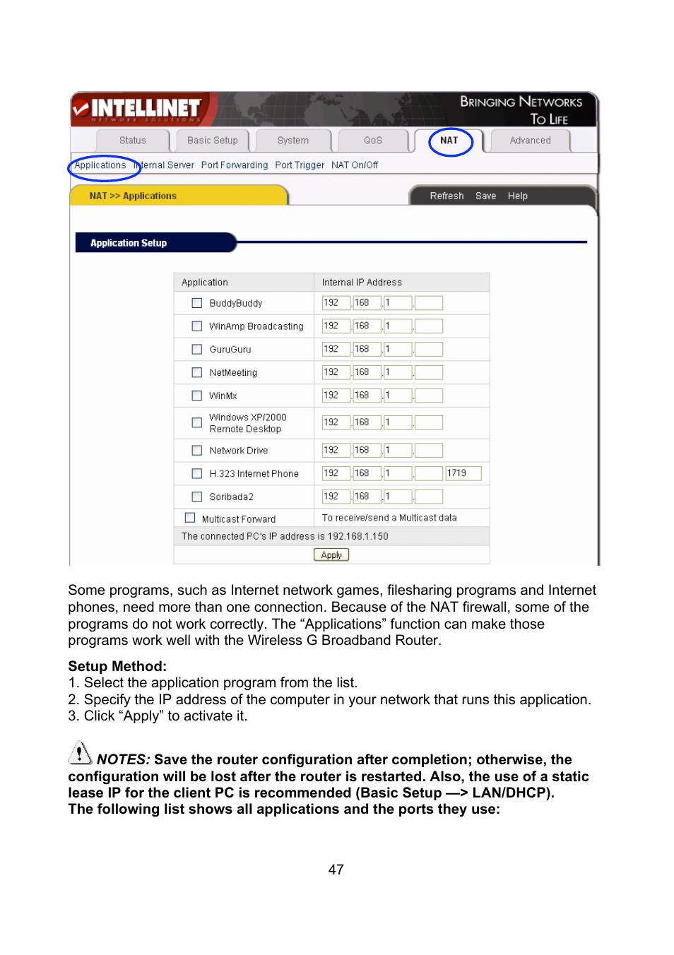 Intellinet Network Solutions Wireless G Broadband Router 523431 User Manual | Page 47 / 64