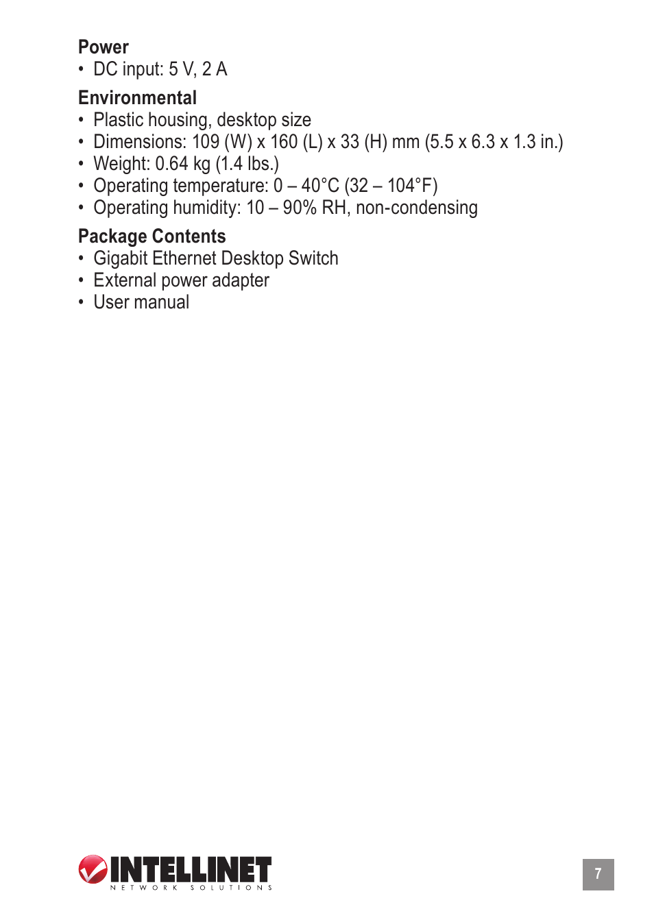 Intellinet Network Solutions Intellinet Gigabit Ethernet Desktop Switch 524117 User Manual | Page 7 / 8