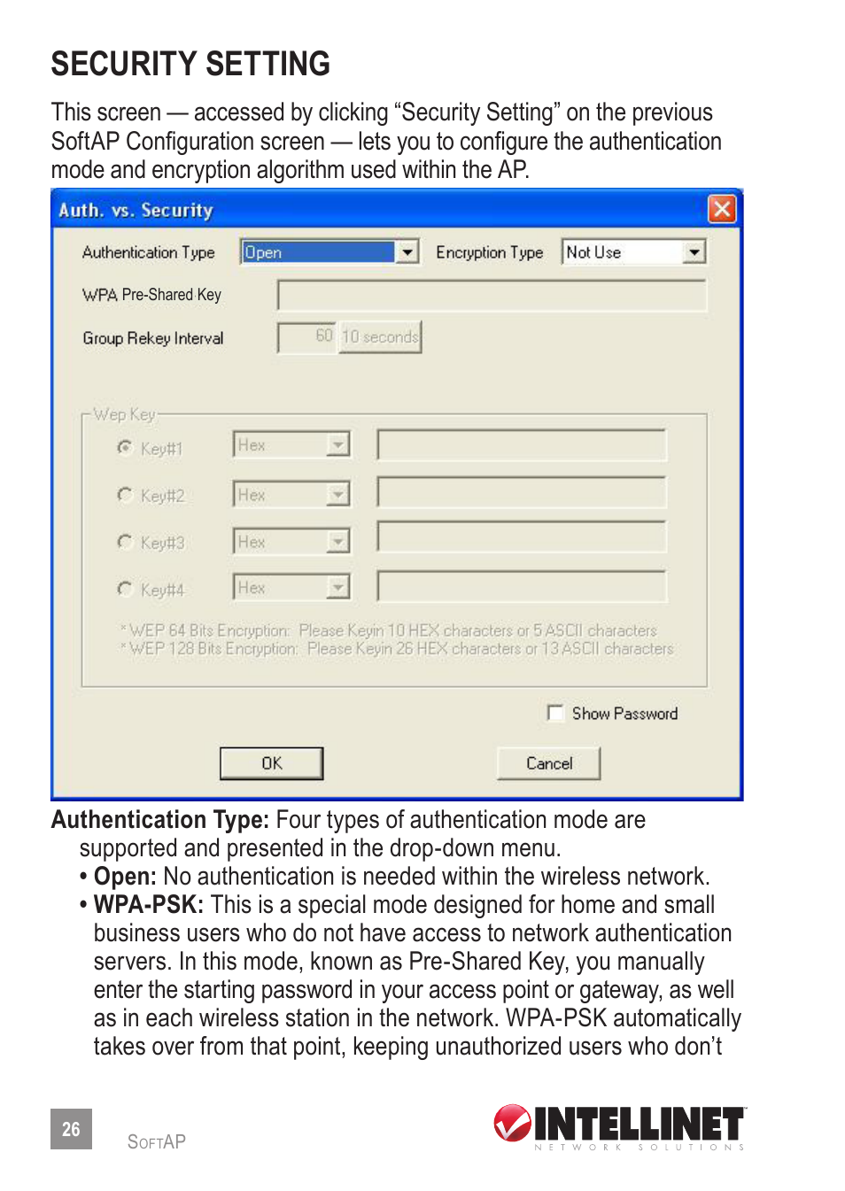 Security setting | Intellinet Network Solutions 524438 User Manual | Page 26 / 32