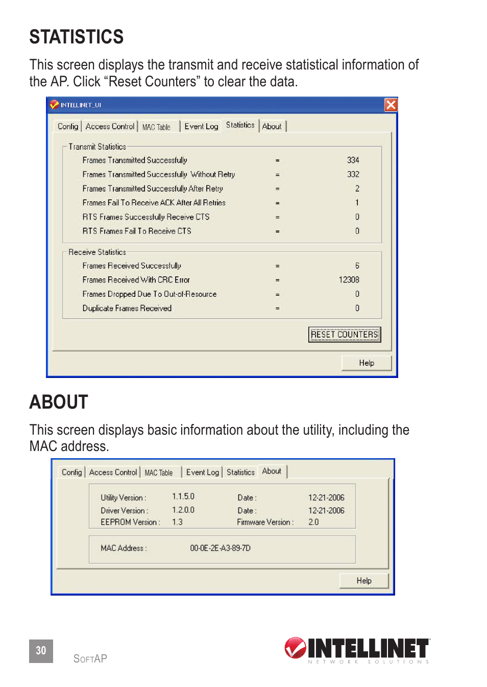 Statistics, About | Intellinet Network Solutions 524438 User Manual | Page 30 / 32