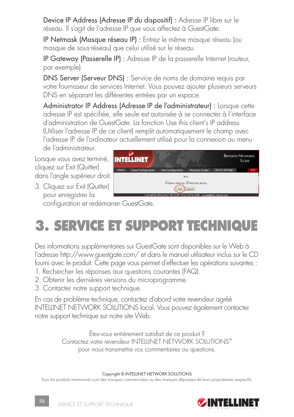 Service et support technique | Intellinet Network Solutions GUESTGATETM HOTSPOT GATEWAY 523240 User Manual | Page 56 / 88