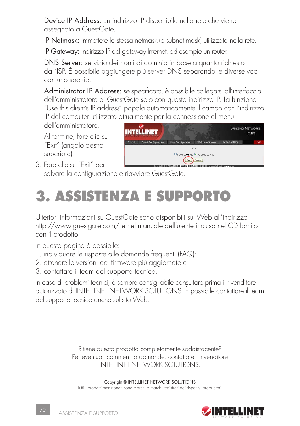 Assistenza e supporto | Intellinet Network Solutions GUESTGATETM HOTSPOT GATEWAY 523240 User Manual | Page 70 / 88